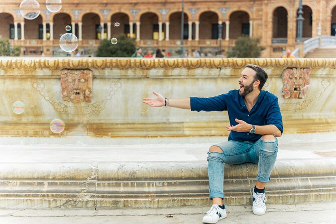 Make Seville unforgettable: Private Photoshoot at Plaza de España - One stop, two packages, and a tight 30-minute plan