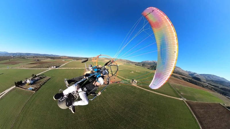 Paramotoring in Ronda (Malaga), near Marbella - The 30-Minute Route: New Bridge, El Tajo, Bullring, and Walls