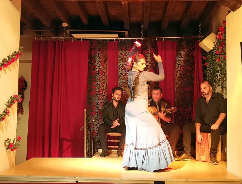 Seville: Flamenco Show at Tablao Flamenco Andalusí - The live lineup on stage: guitar first, then voice, then dance