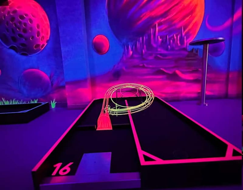 Seville: Indoor UV 18 hole Minigolf Experience - Your first stop inside: check-in and getting set up