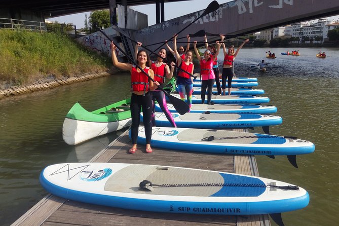 Seville Paddle Surf Sup in the Guadalquivir River - Triana stop and the soda break that keeps the tour light